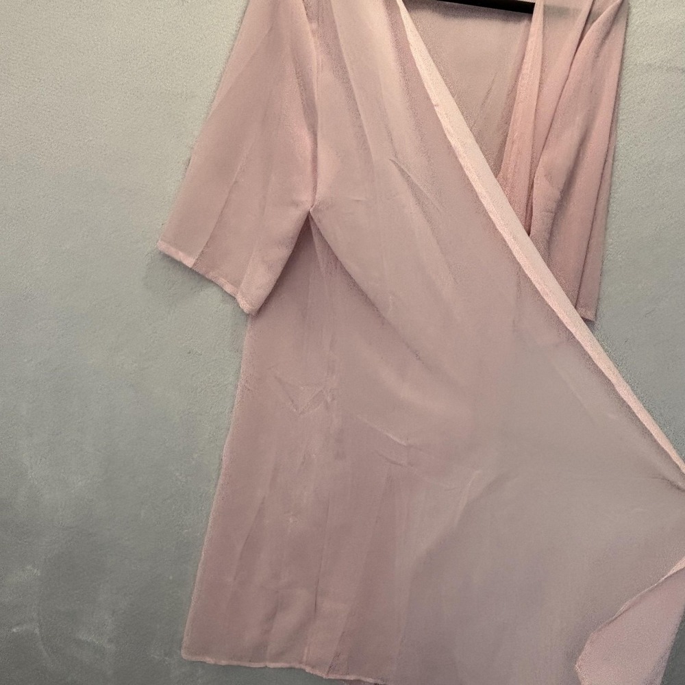 Pink Floral Tank Dress 2pc Set Womens 3XL Chiffon Lightweight Kaftan Sheer Top - Picture 13 of 16